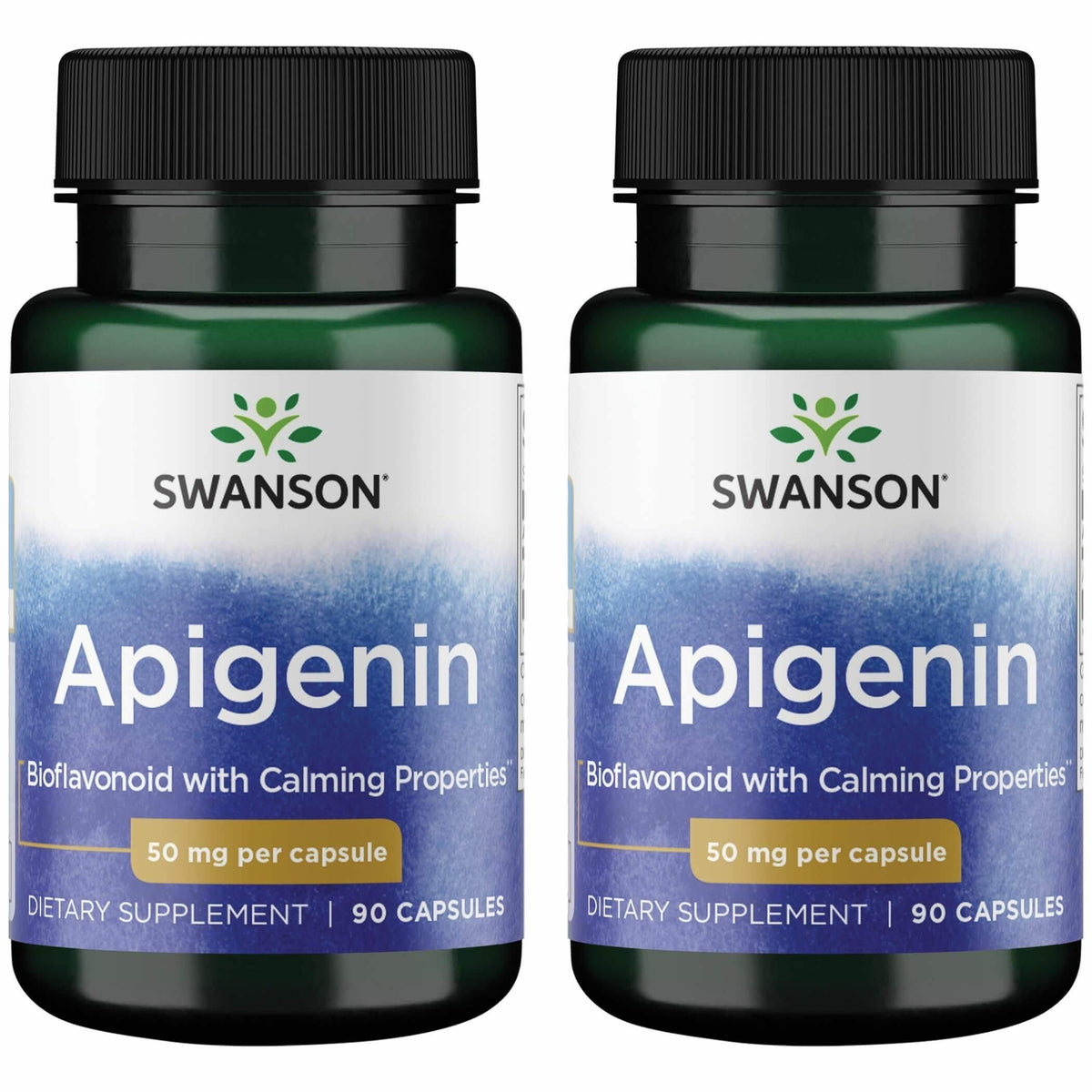 Swanson Apigenin bottle front for calming evening routines and sleep support.