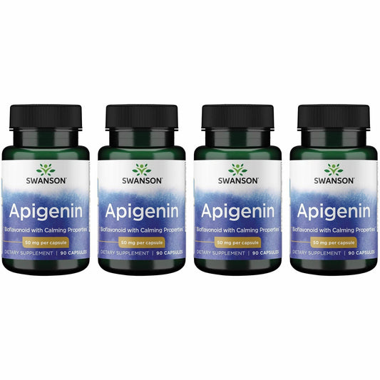 Swanson Apigenin bottle front for calm, daily wellness support.