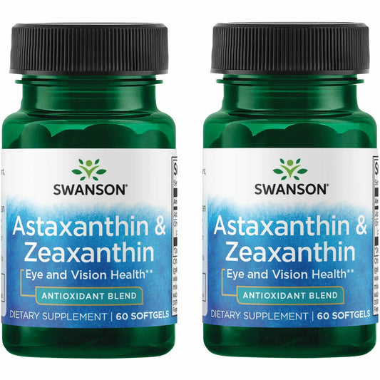 Swanson Astaxanthin & Zeaxanthin bottle front supports eye health and blue light protection