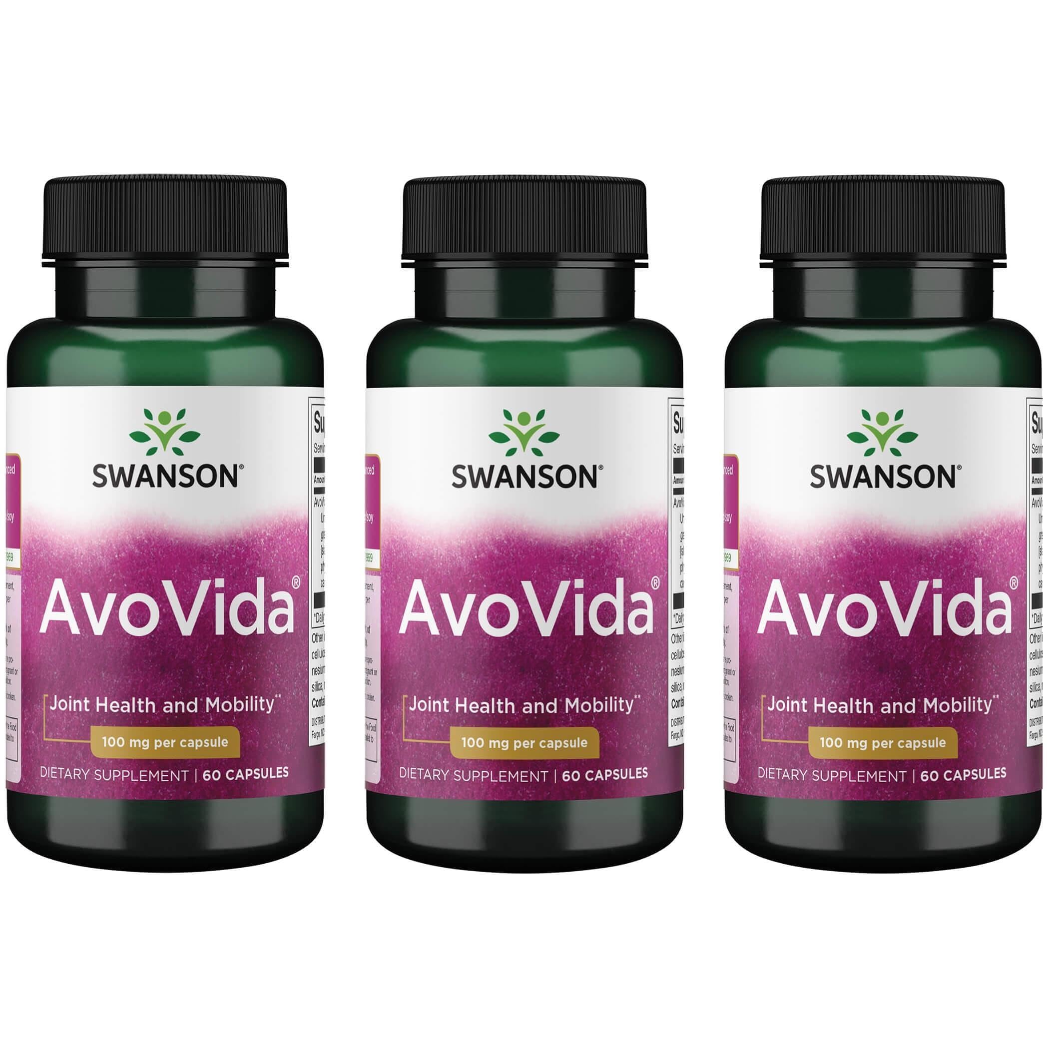 Swanson Avovida 100 mg bottle supports flexible joints and daily comfort.
