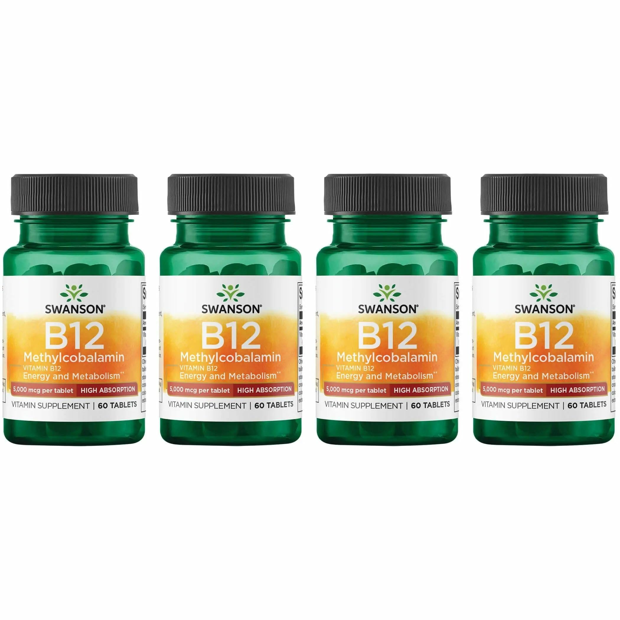 Swanson B-12 methylcobalamin bottle front showing high absorption formula