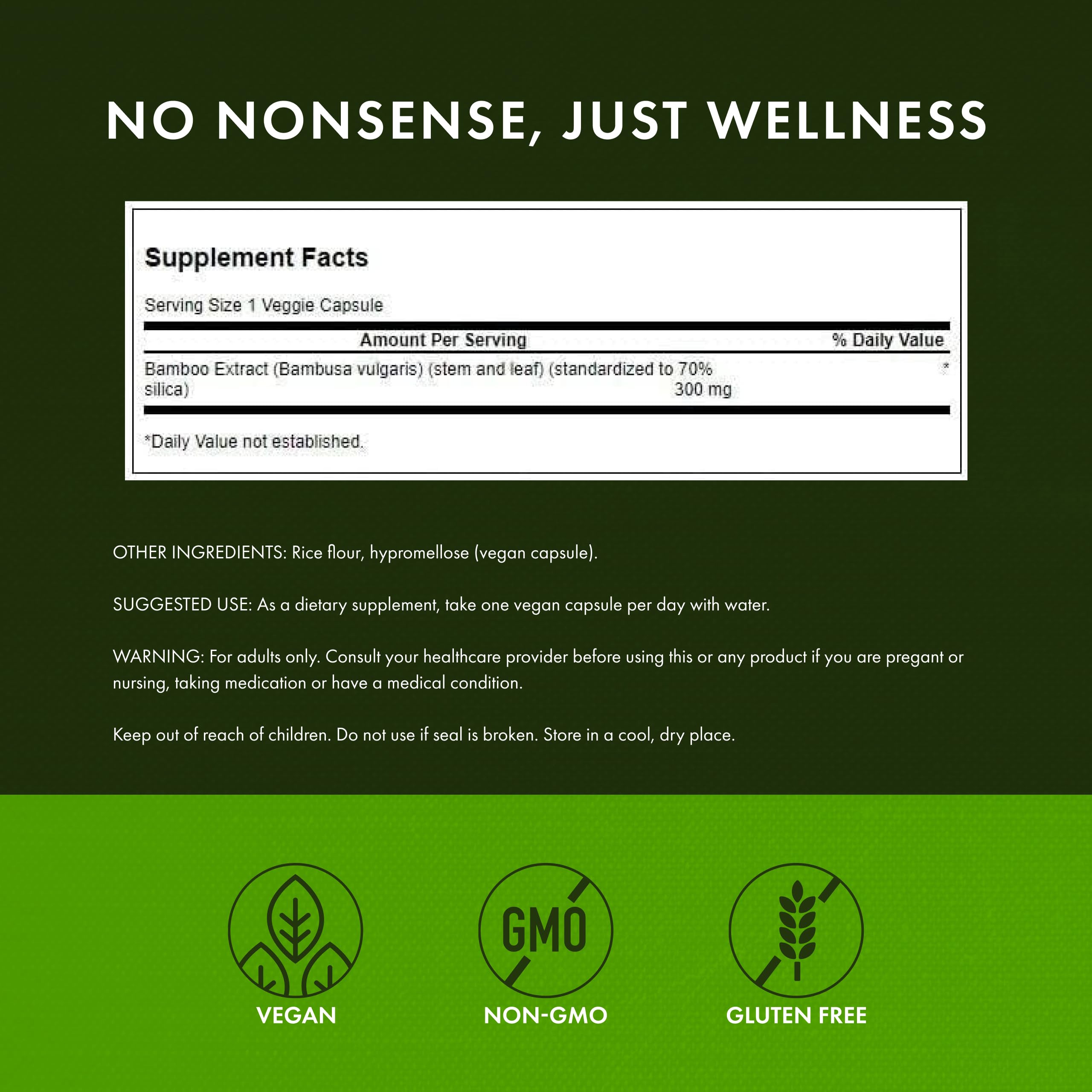 Swanson Bamboo Extract bottle with 60 veggie capsules for daily use.