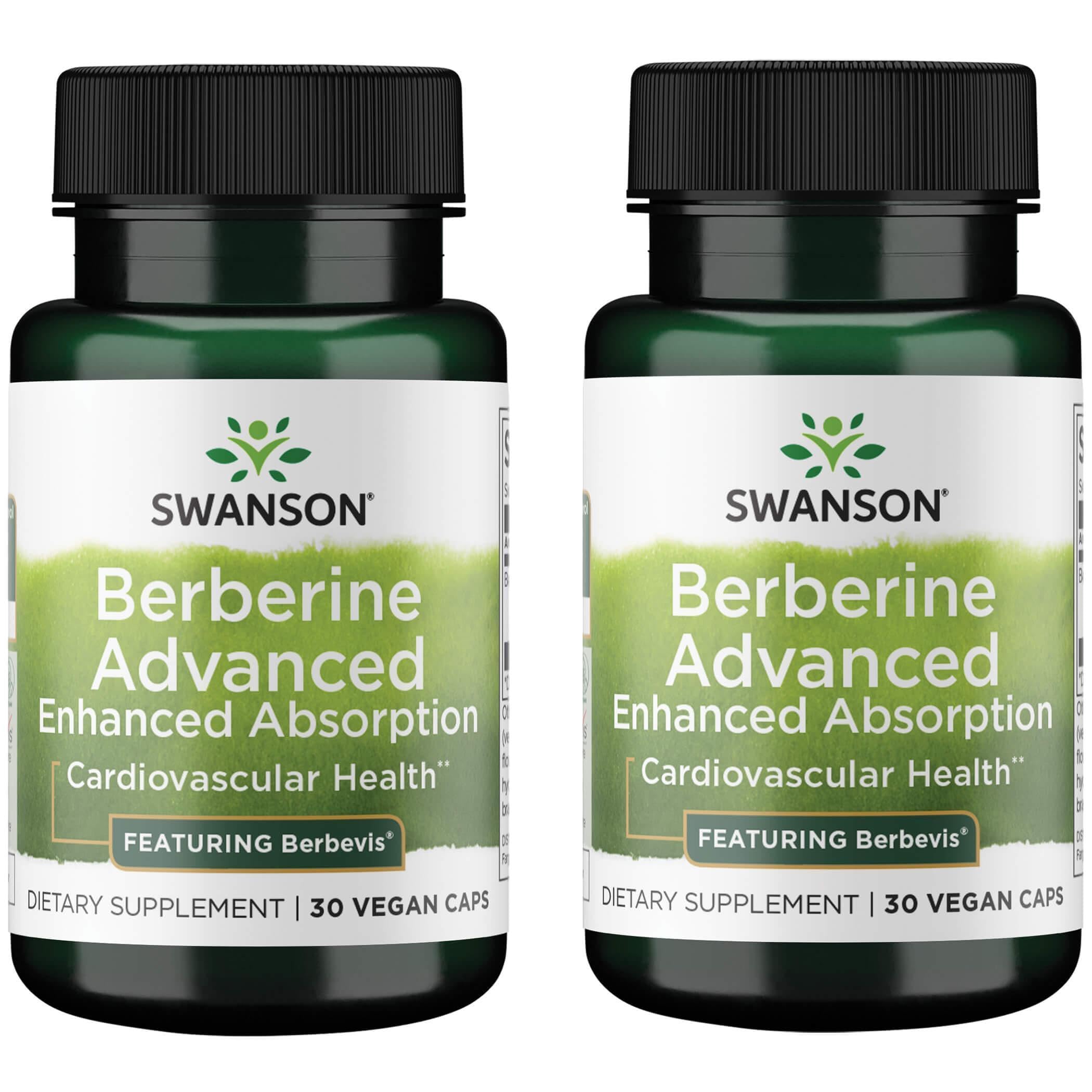 Swanson Berberine Advanced bottle shown for enhanced absorption and daily wellness