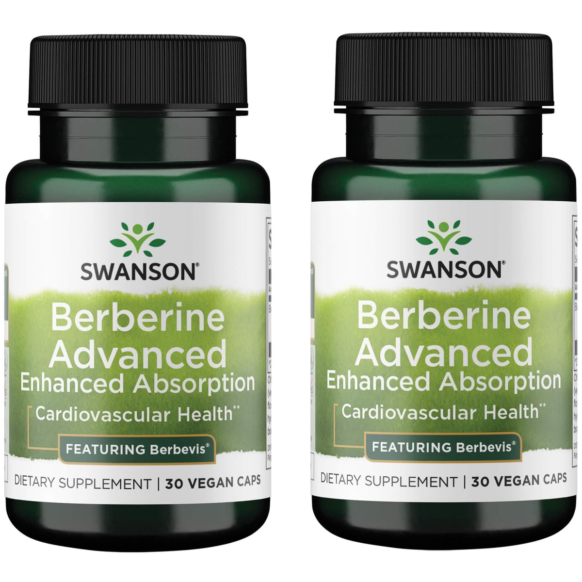 Swanson Berberine Advanced bottle shown for enhanced absorption and daily wellness