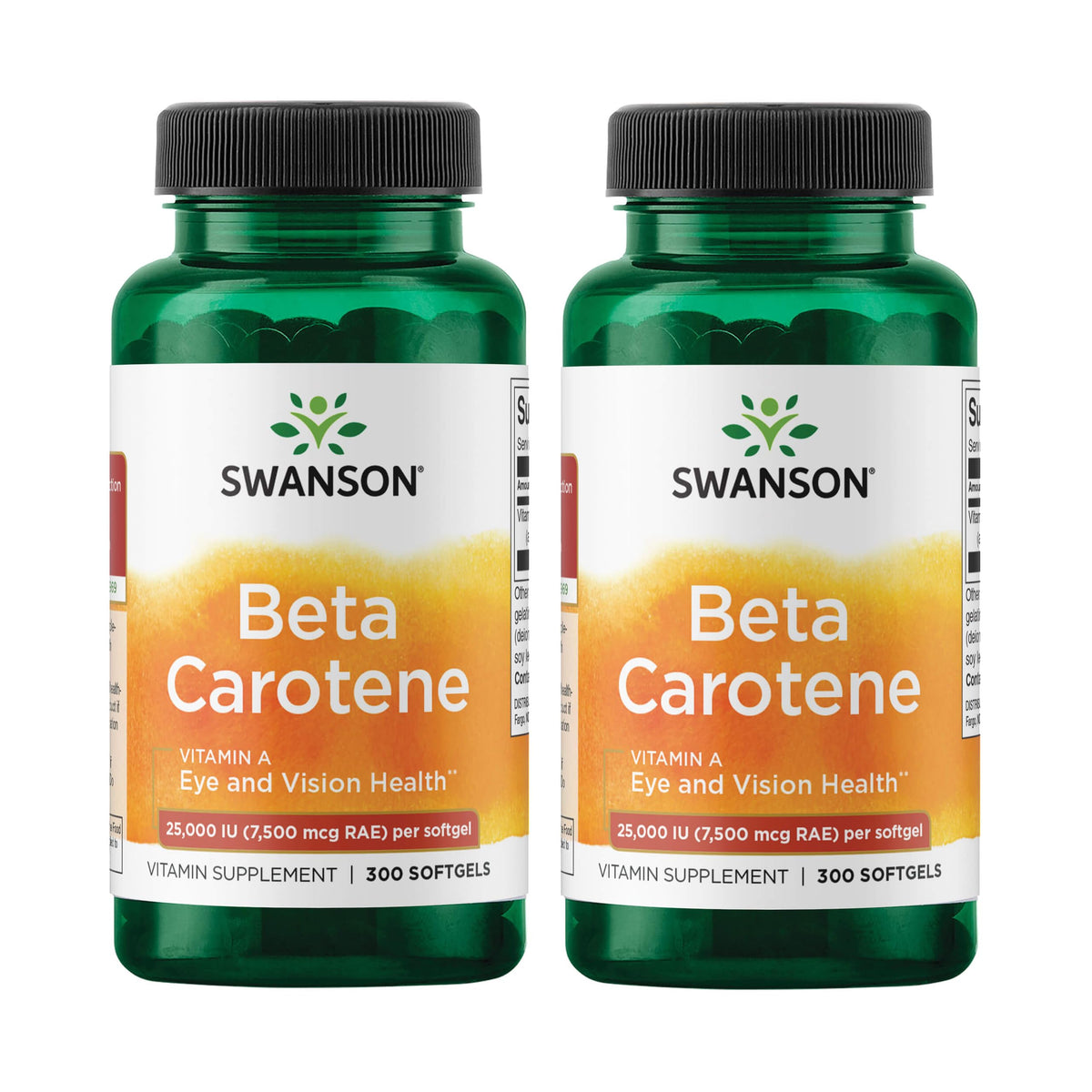 Swanson Beta-Carotene eye health softgels support vision and antioxidant defense.