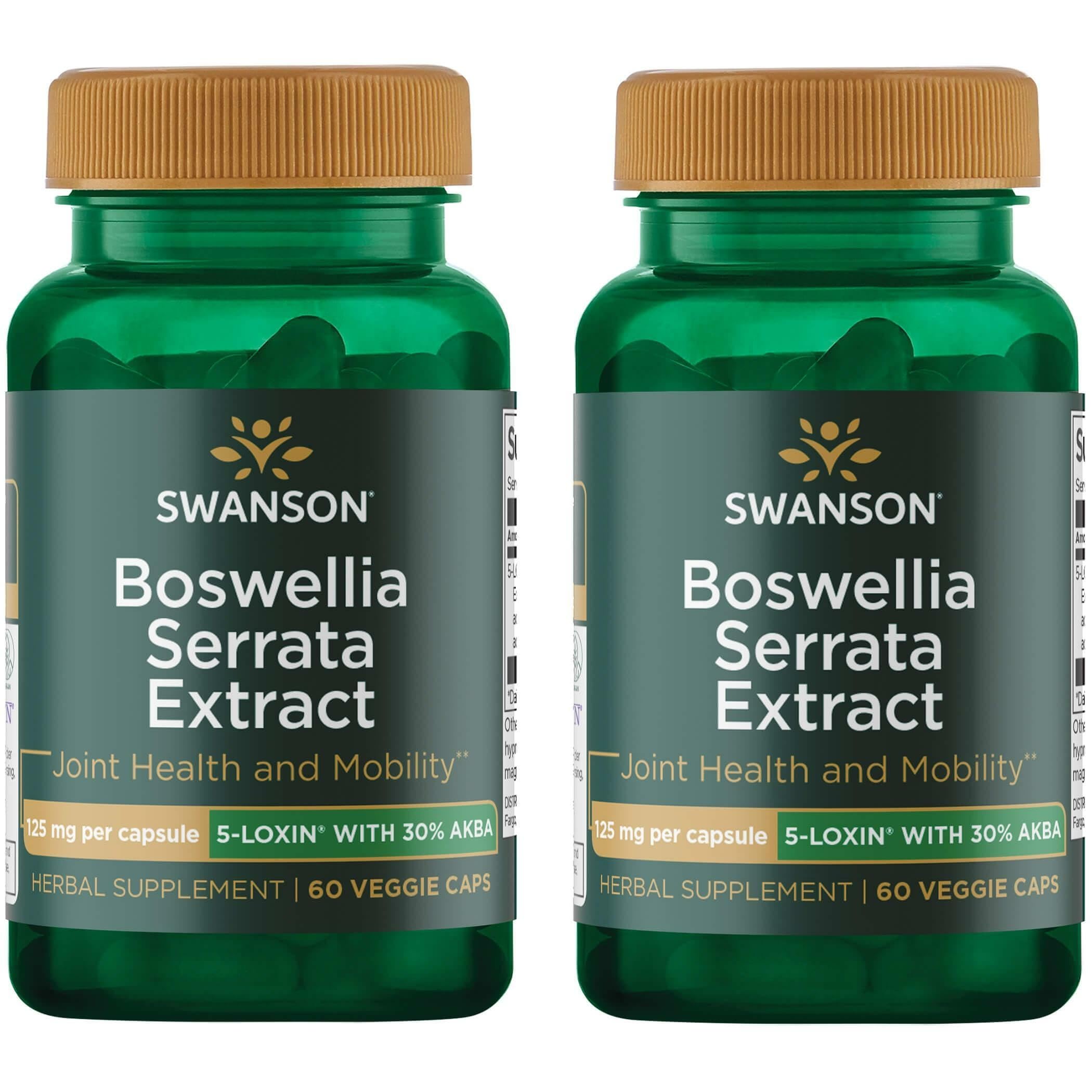 Swanson Boswellia Serrata extract bottle showing 125 mg strength for daily use.