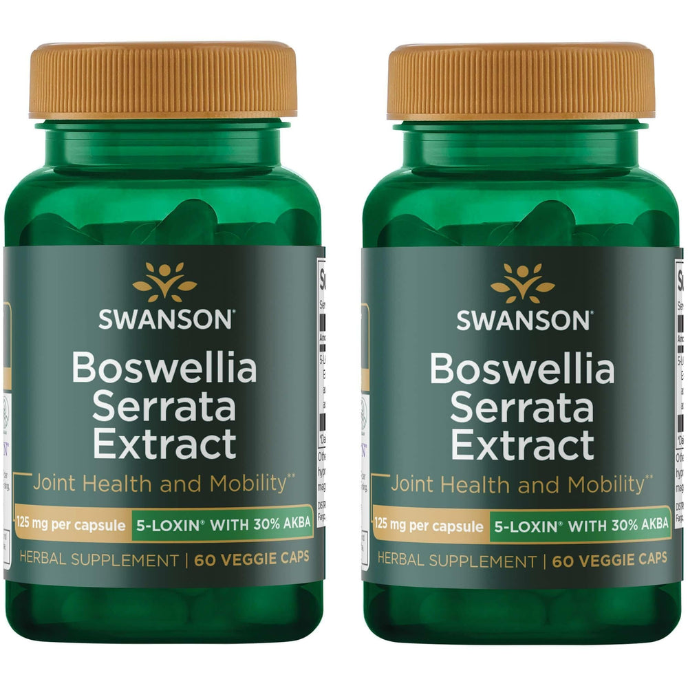 Swanson Boswellia Serrata extract bottle showing 125 mg strength for daily use.