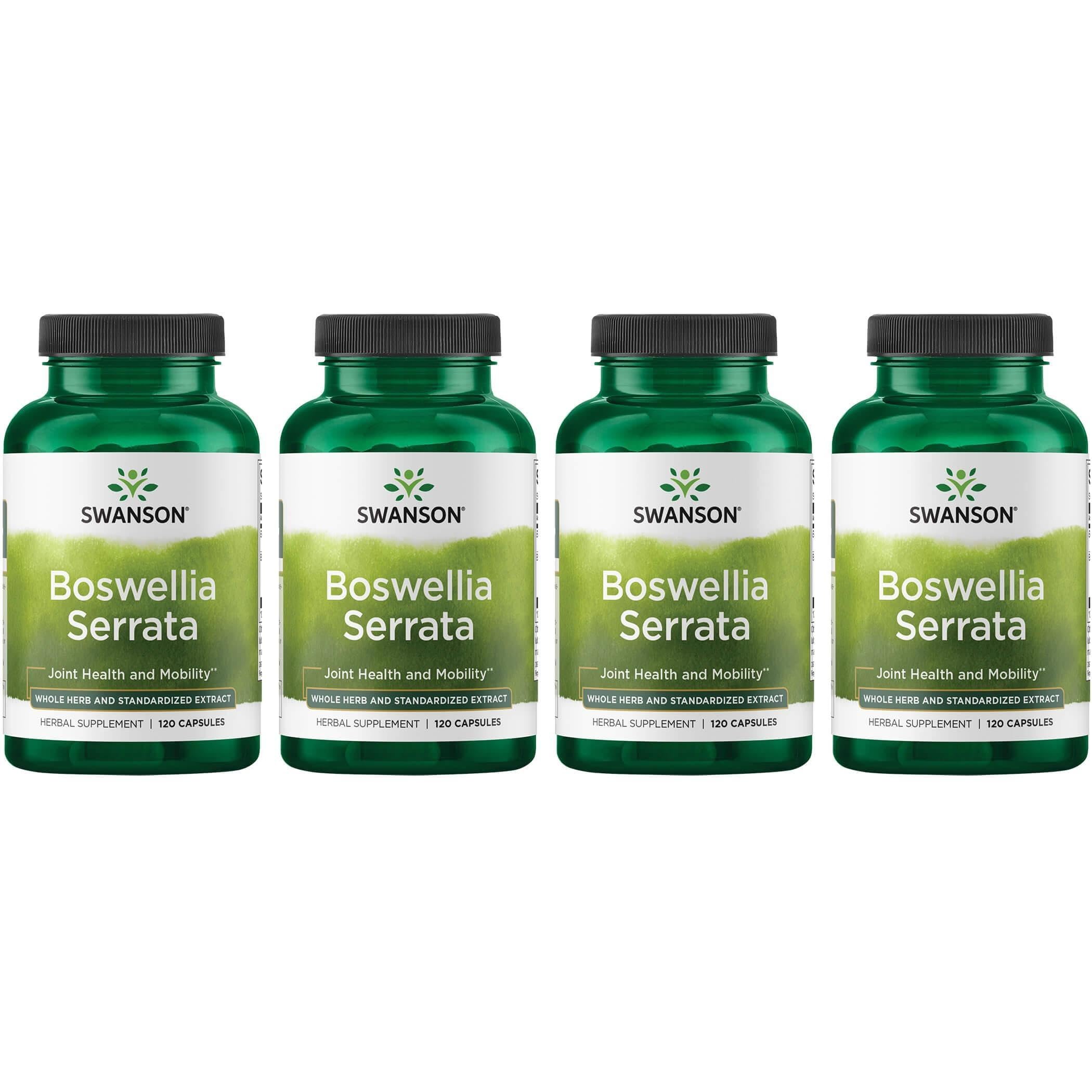 Swanson Boswellia Serrata bottle shows standardized extract for joint support and everyday mobility.
