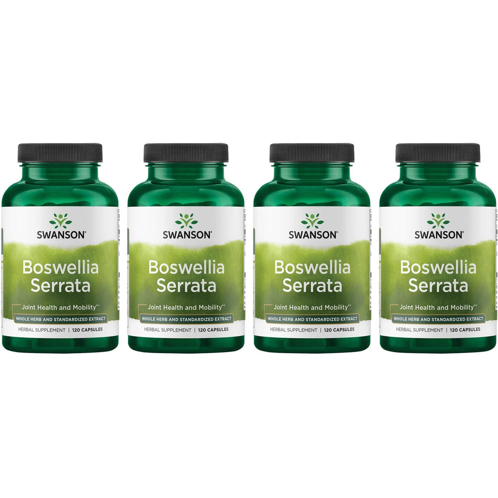 Swanson Boswellia Serrata bottle shows standardized extract for joint support and everyday mobility.