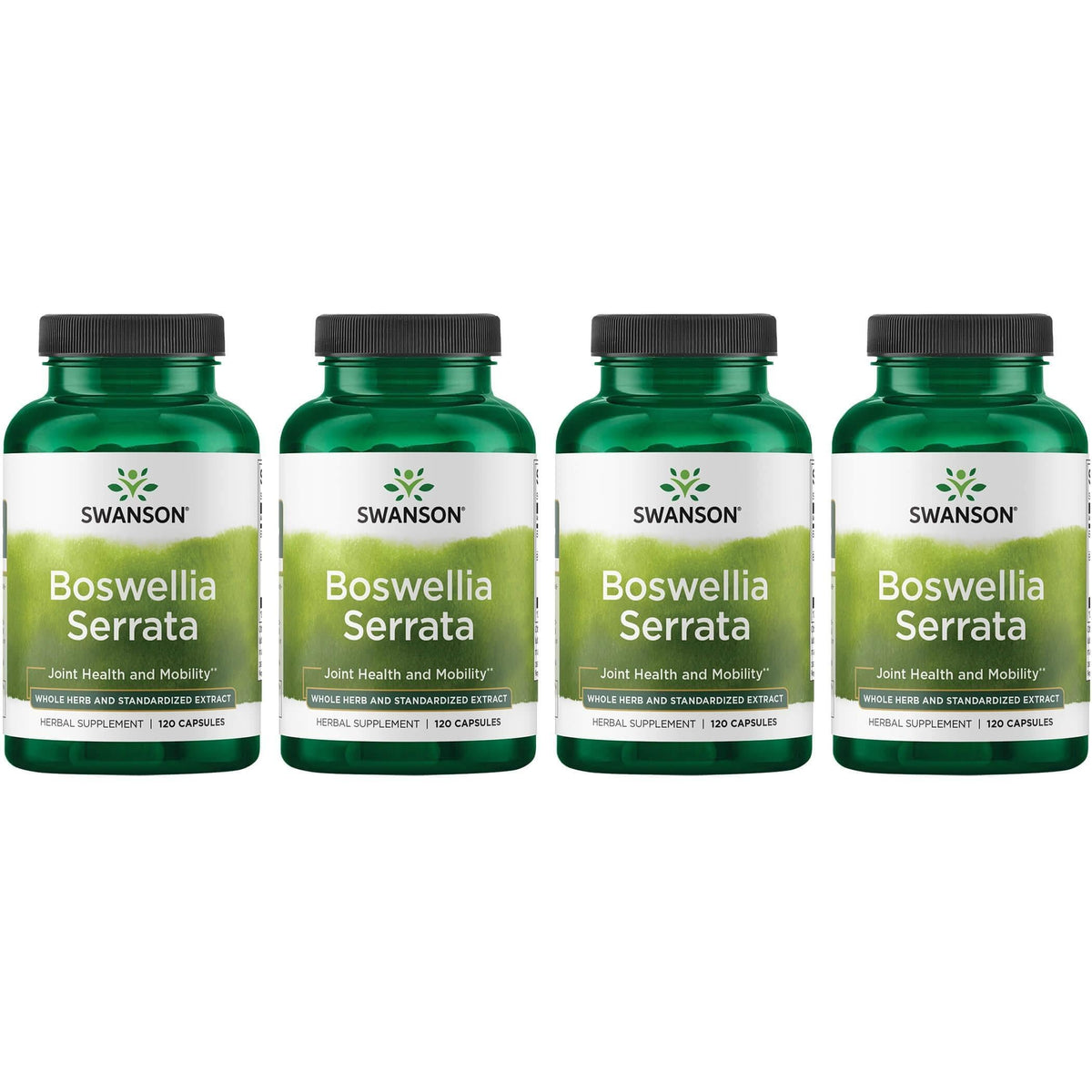 Swanson Boswellia Serrata bottle shows standardized extract for joint support and everyday mobility.