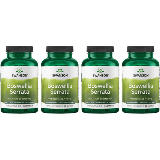 Swanson Boswellia Serrata bottle shows standardized extract for joint support and everyday mobility.