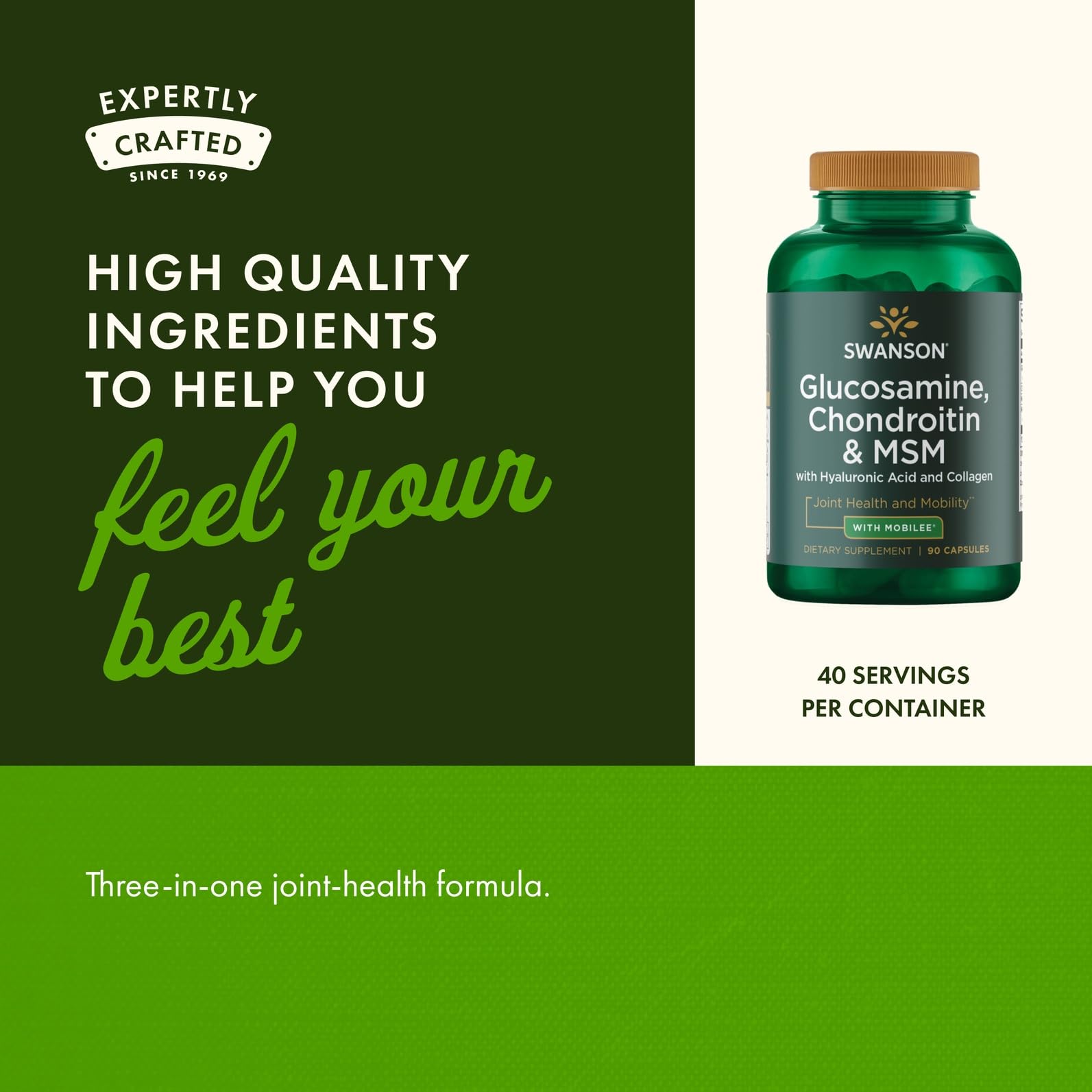 Swanson bottle and label showcasing the comprehensive joint health formula.