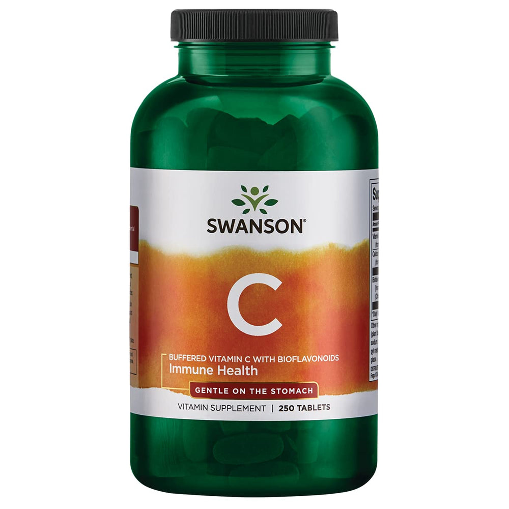 Swanson Buffered C with BioFlav bottle, supports immune health and gentle digestion.