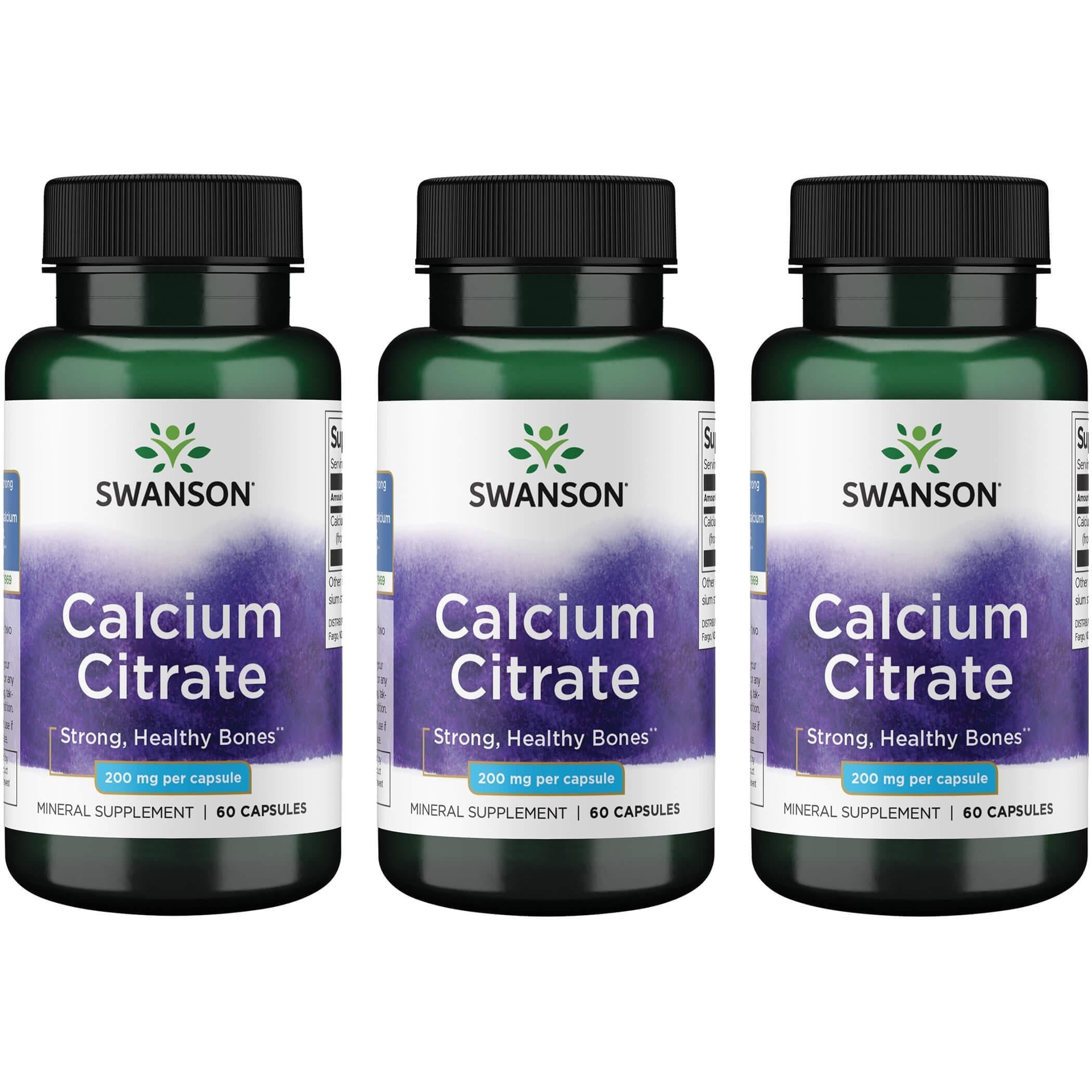 Swanson Calcium Citrate 200 mg bottle for bone health and easy absorption