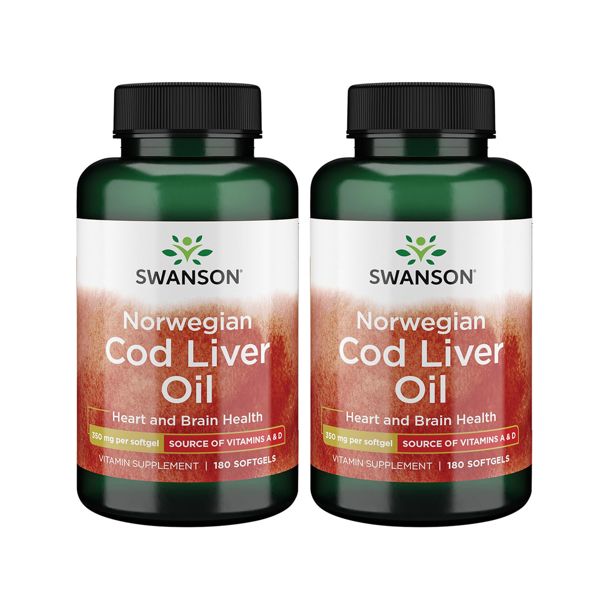 Swanson Cod Liver Oil bottle front view with two-pack box for bone and skin support