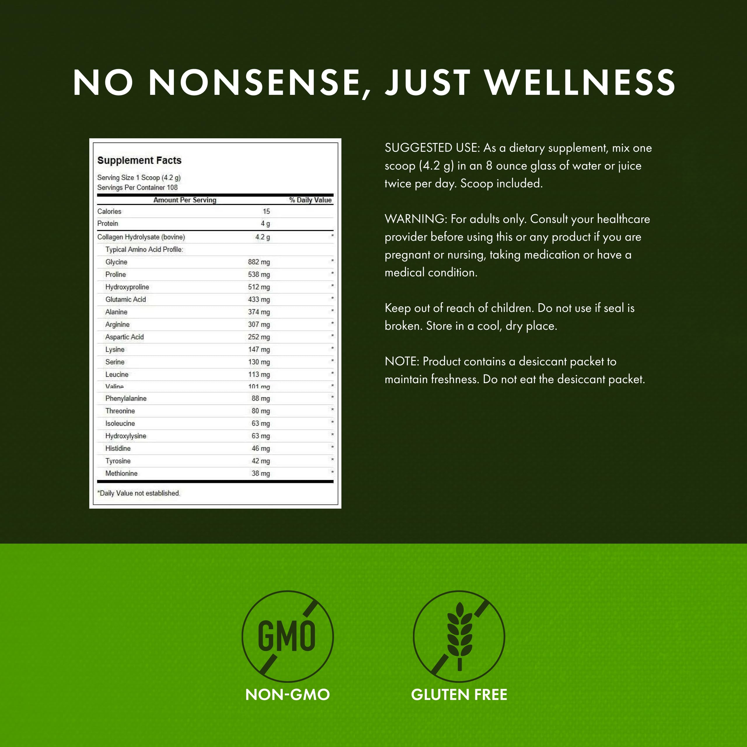 Swanson collagen hydrolysate powder scoop facilitates easy measurement of daily portions.