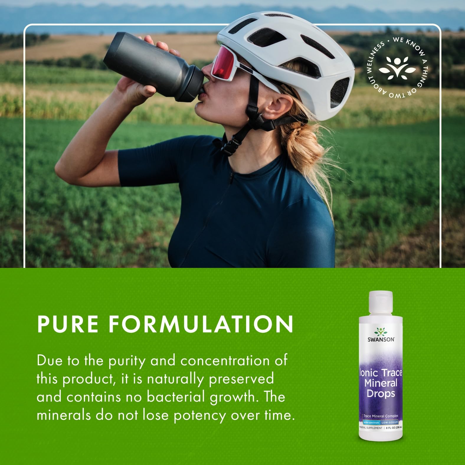 Swanson Concentrace trace mineral drops pour into cup for daily mineral intake