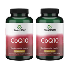 Swanson CoQ10 30 mg bottle front view shows a two-pack packaging.