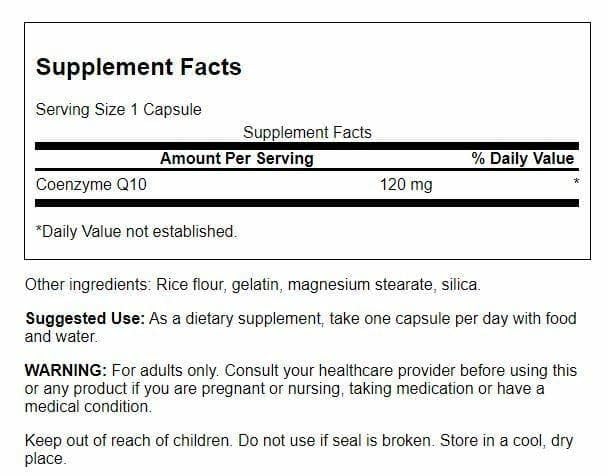 Swanson CoQ10 capsules close-up showing easy daily energy support