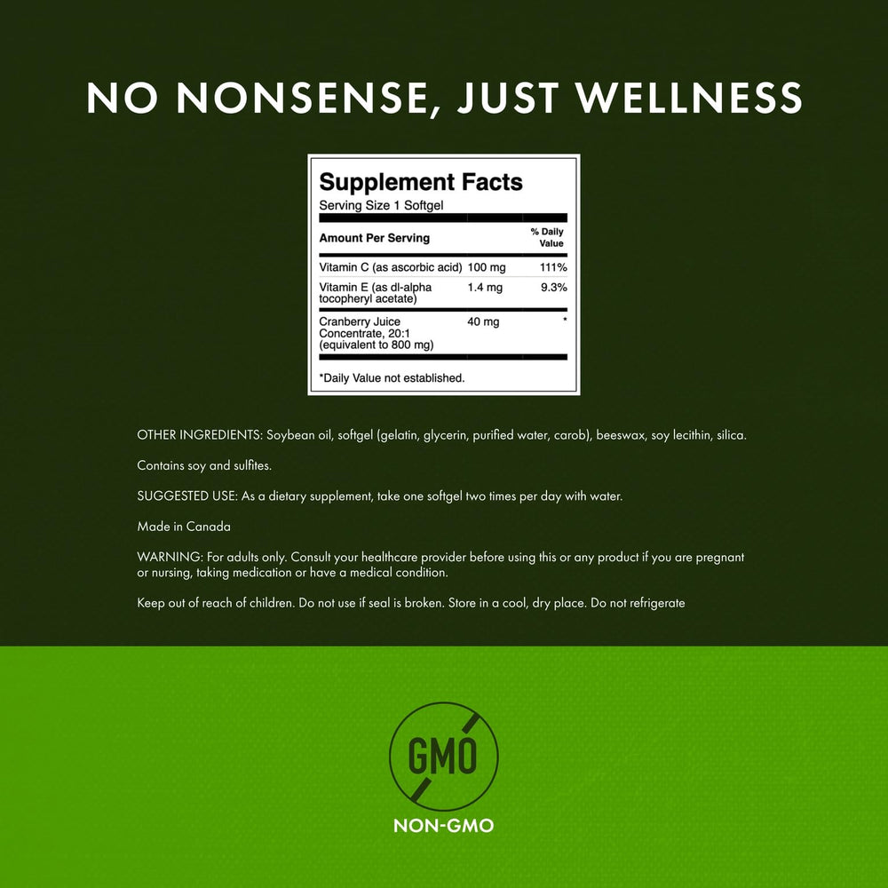 Swanson Cranberry label detail emphasizing product quality and antioxidant enrichment
