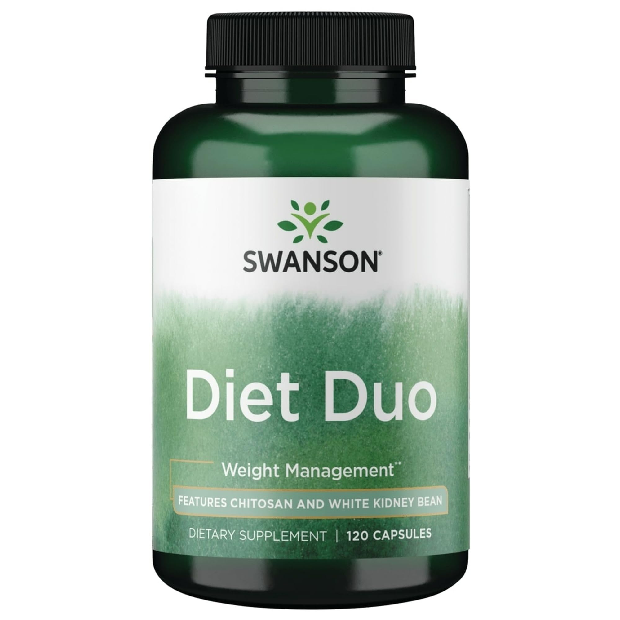 Swanson Diet Duo bottle front shows compact capsules for convenient daily use in weight management