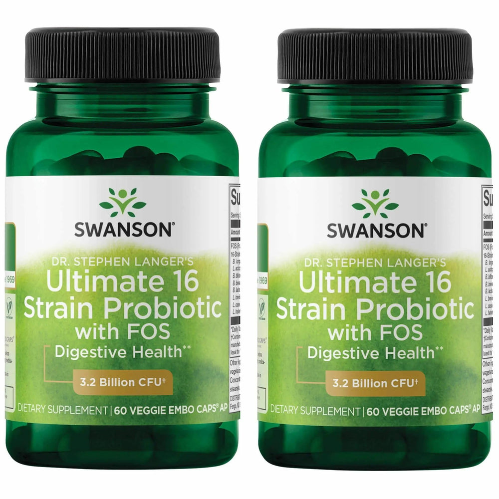 Swanson Dr Stephen Langers Ultimate 16-Strain Probiotic bottle front with vegan capsules