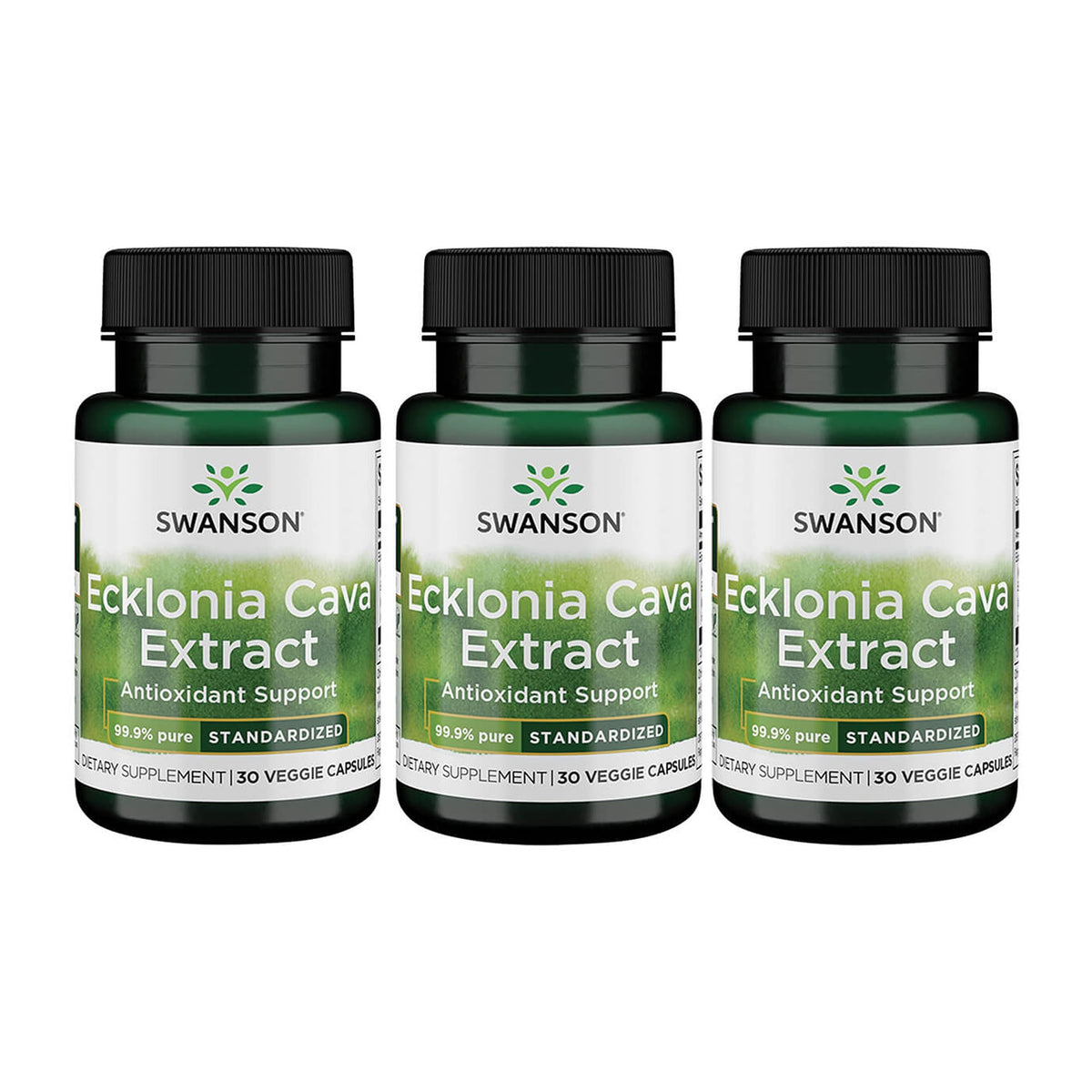 Swanson Ecklonia Cava Extract bottle with 30 veggie capsules for antioxidant support.