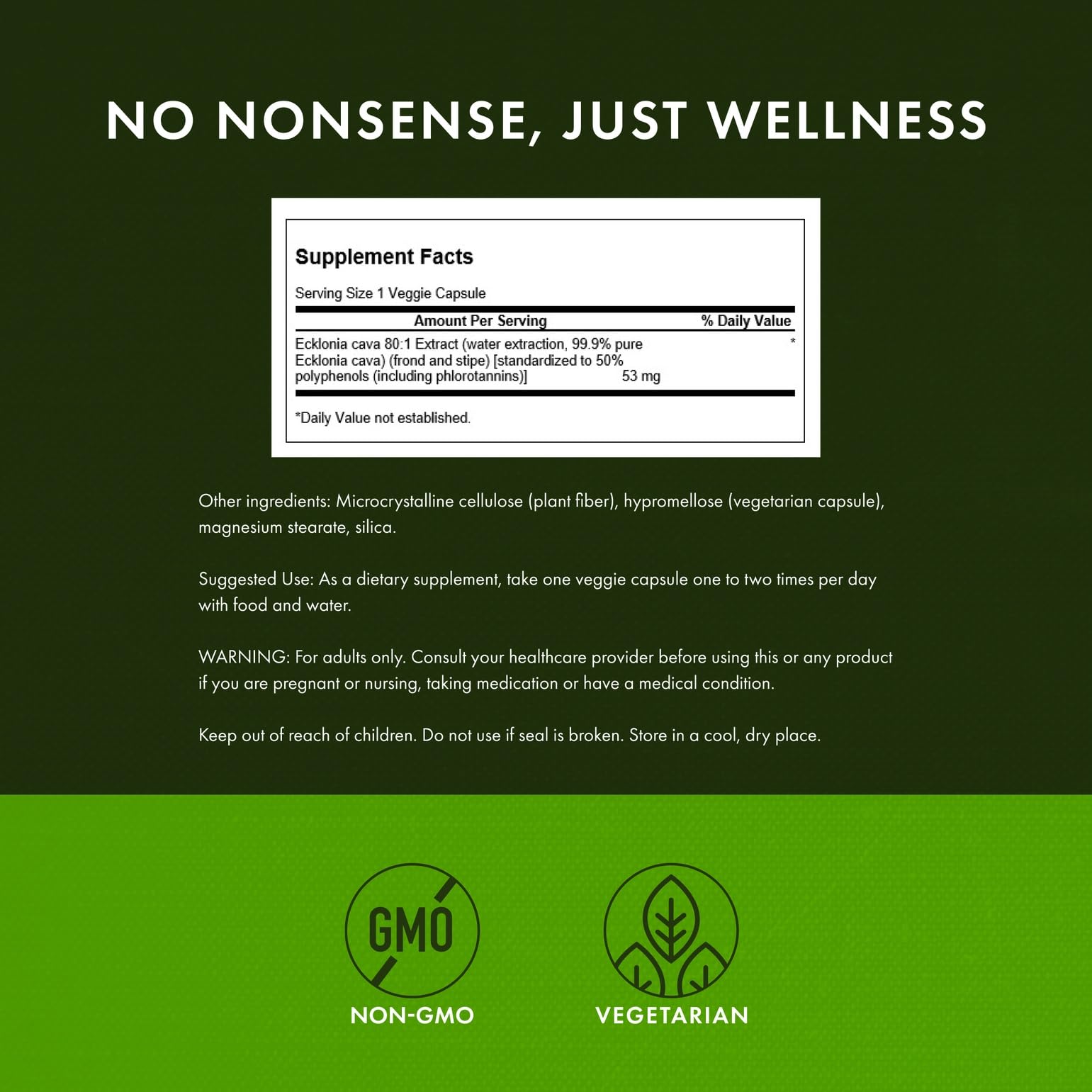 Swanson Ecklonia Cava Extract label shows standardized potency.
