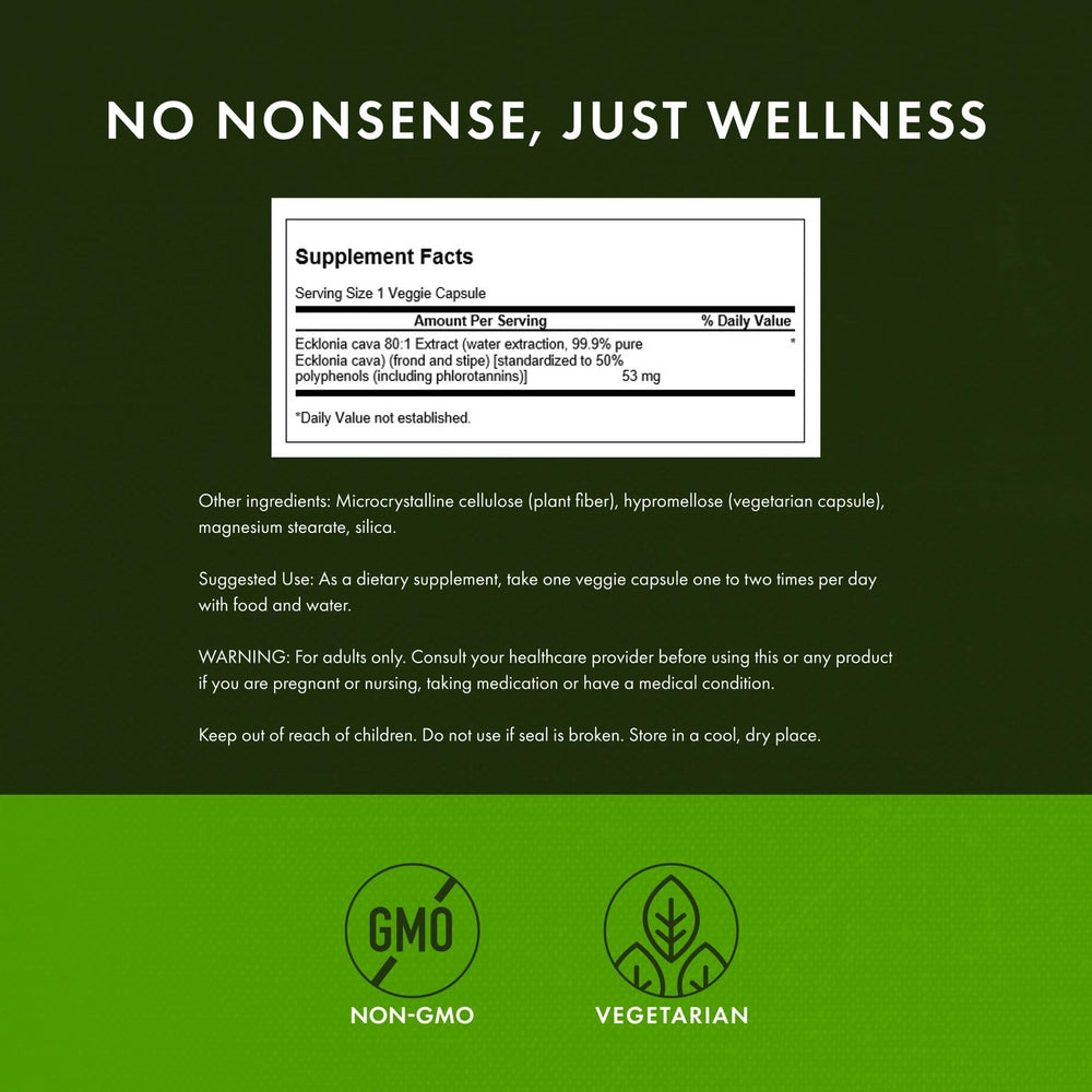 Swanson Ecklonia Cava Extract label shows standardized potency.