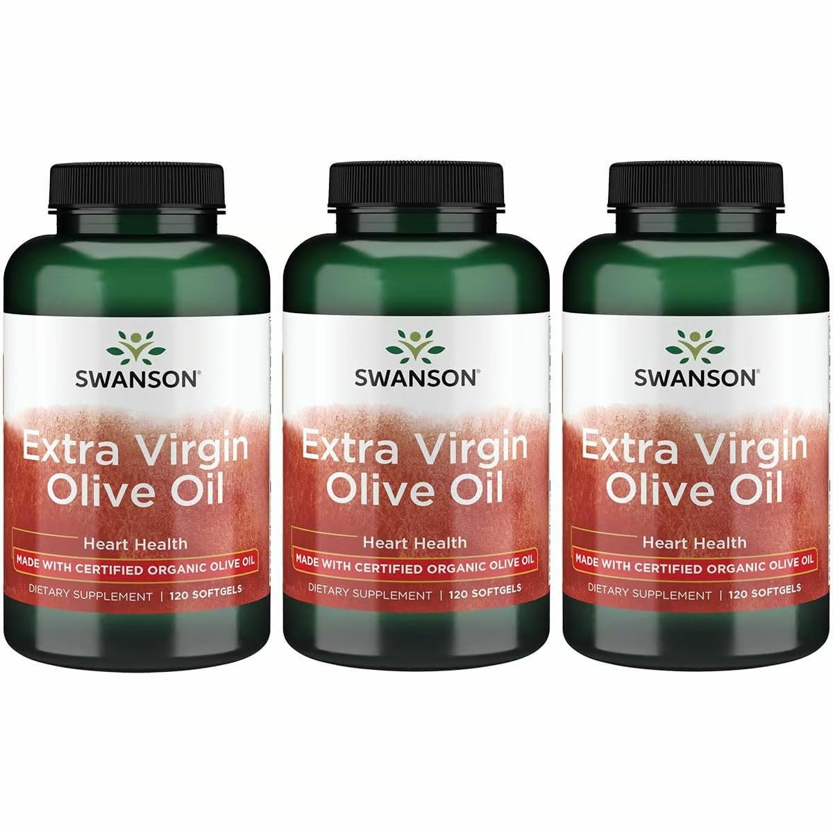 Swanson Extra Virgin Olive Oil bottle showing organic oil for meals