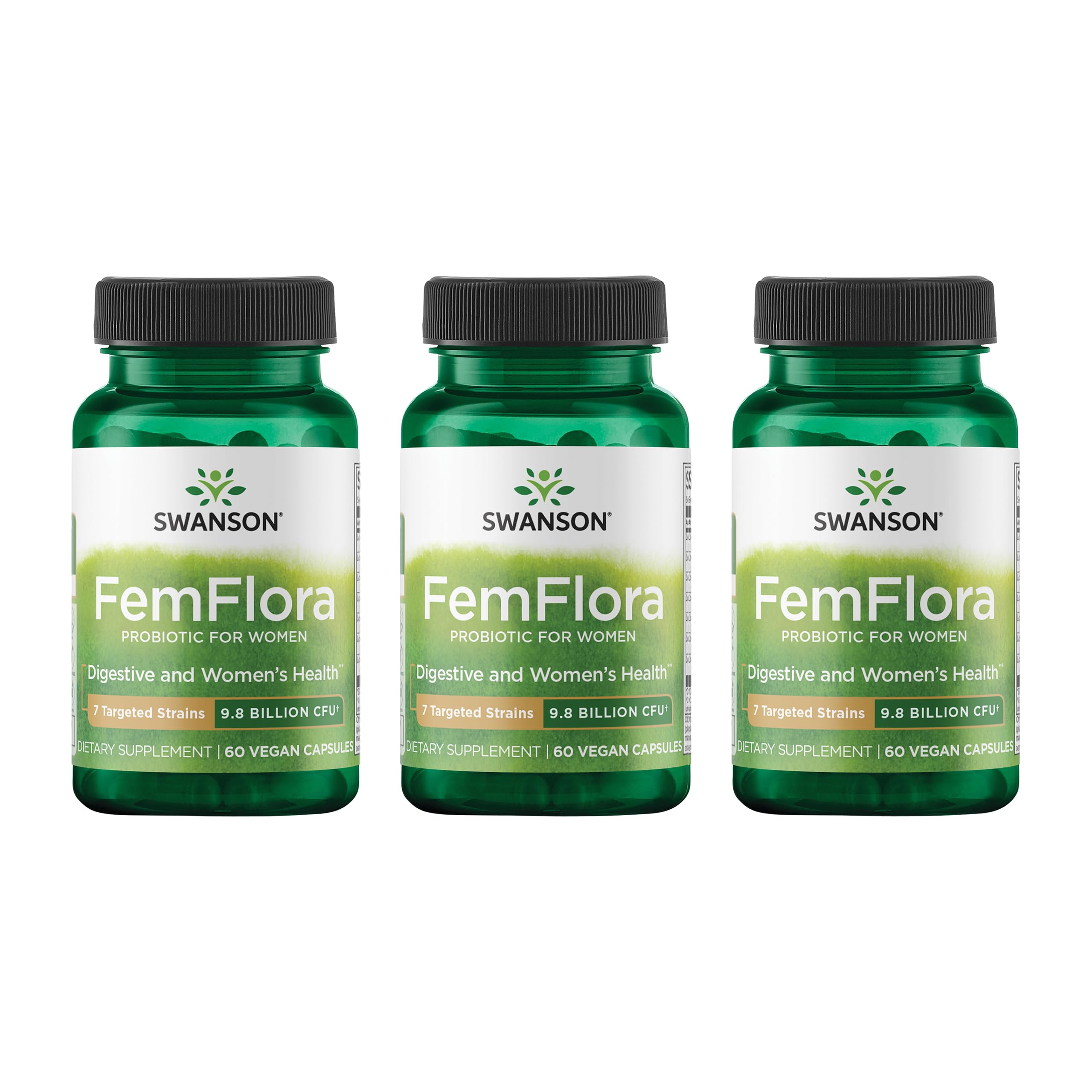 Swanson FemFlora bottle front showing packaging for daily feminine health support