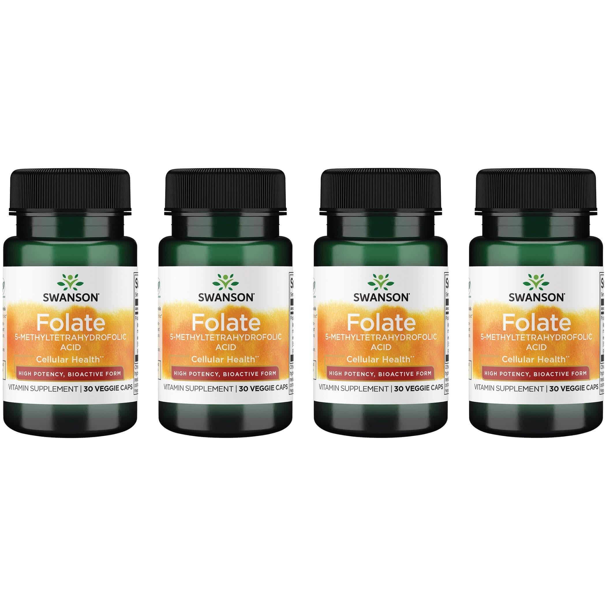 Swanson Folate 5-MTHF bottle pour highlighting bioactive folate for heart health and red blood cell support