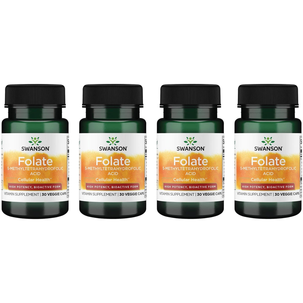 Swanson Folate 5-MTHF bottle pour highlighting bioactive folate for heart health and red blood cell support