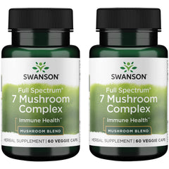 Swanson Full Spectrum 7 Mushroom Complex capsules close-up for daily wellness support