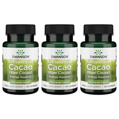 Swanson Full Spectrum Cacao bottle 3-pack for natural energy support and daily wellness.