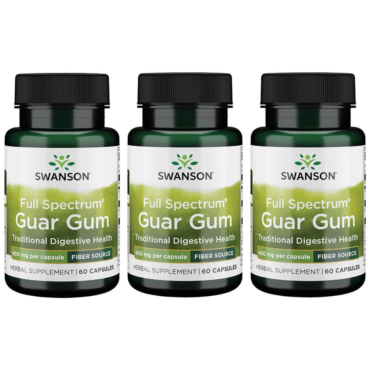 Swanson Full Spectrum Guar Gum bottle front, plant-based fiber for daily wellness.