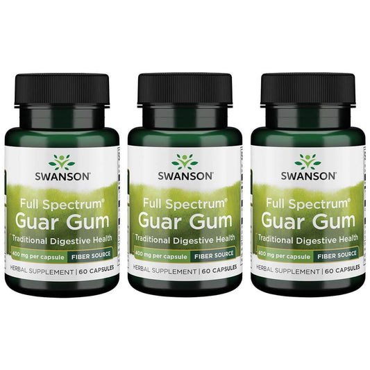 Swanson Full Spectrum Guar Gum bottle front, plant-based fiber for daily wellness.