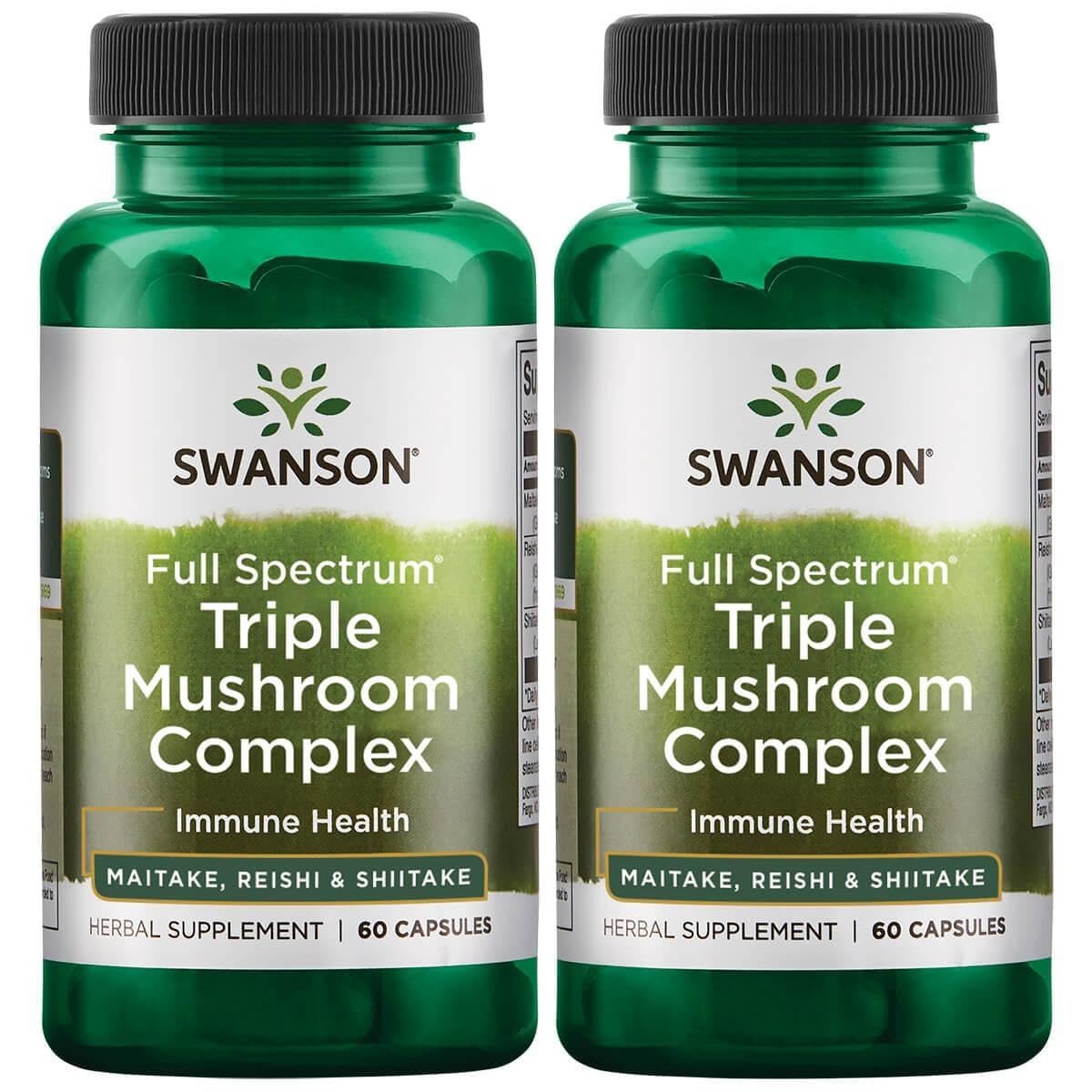 Swanson Full Spectrum Triple Mushroom Complex bottle for daily wellness and energy support.