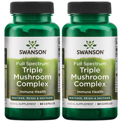 Swanson Full Spectrum Triple Mushroom Complex bottle for daily wellness and energy support.