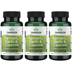 Swanson Full Spectrum Turmeric Garlic Cayenne bottle front for everyday wellness support.