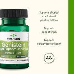 Swanson Genistein bottle top with seal for freshness.