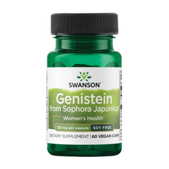 Swanson Genistein capsules in bottle; plant-based option for women's balance.
