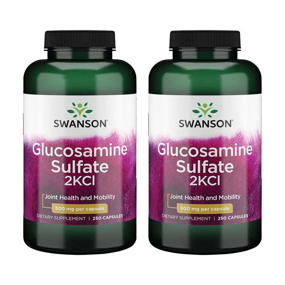 Swanson Glucosamine Sulfate 2KCl 500 mg bottle on shelf shows joint support potential.