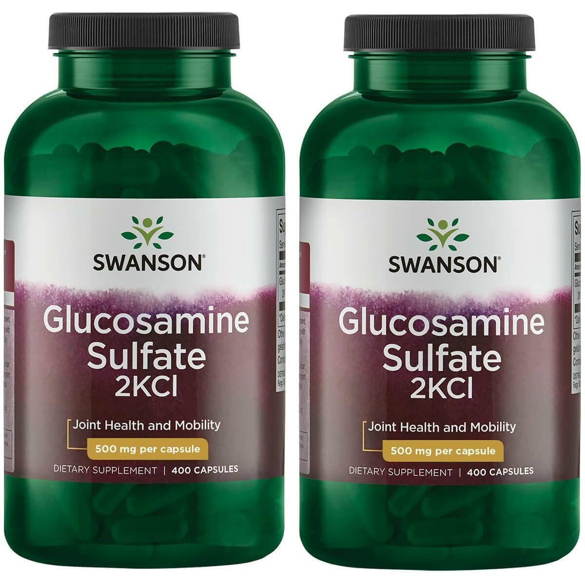 Swanson Glucosamine Sulfate 2KCl 500 mg bottle front may support joint comfort and mobility.