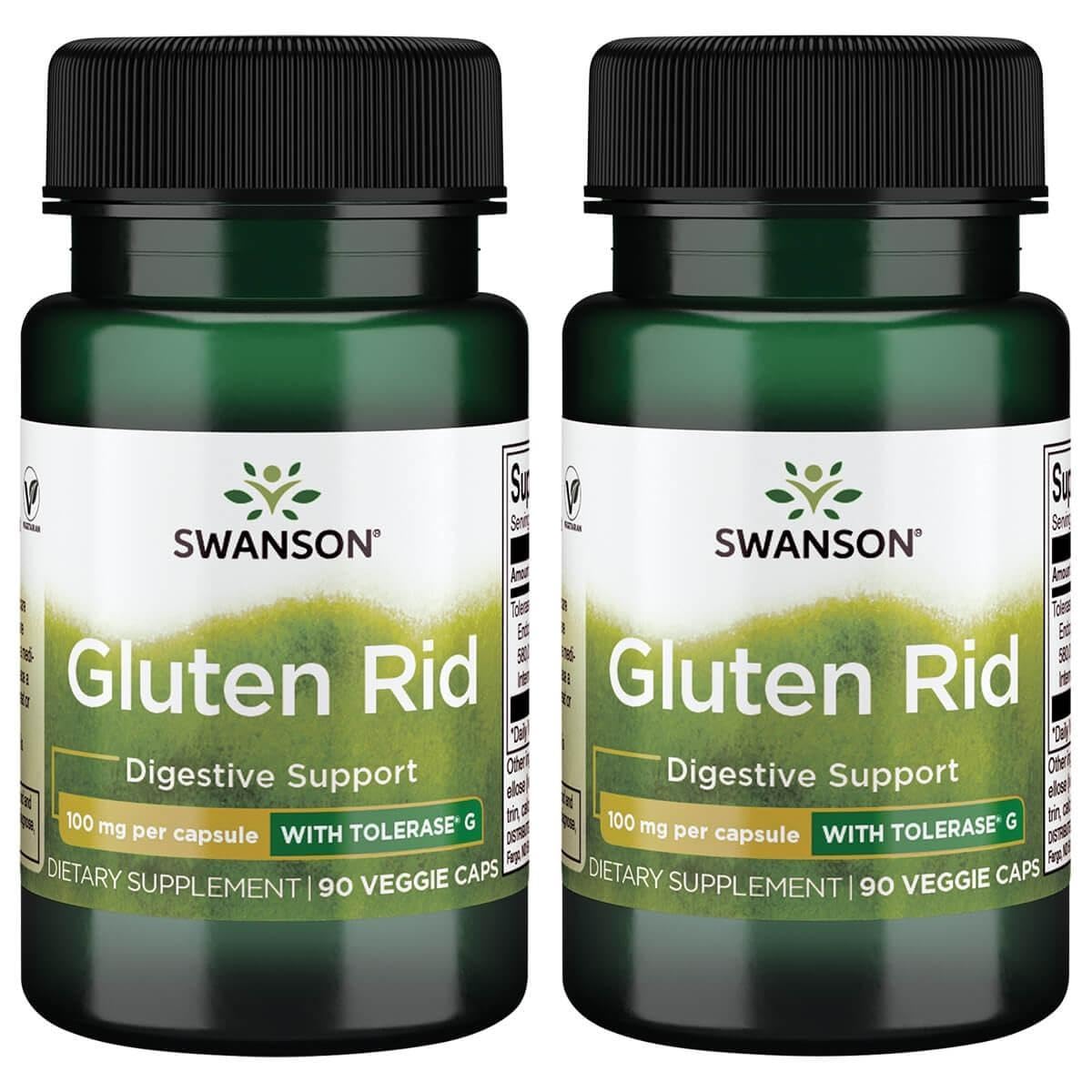 Swanson Gluten Rid tolerase G bottle with vegan capsules for gluten digestion support.