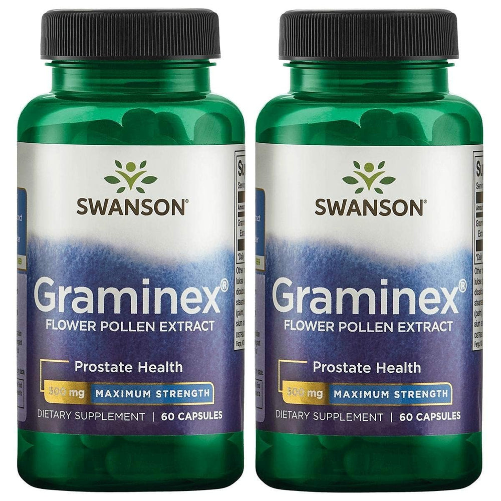 Swanson Graminex bottle-front shows easy daily prostate and urinary support.