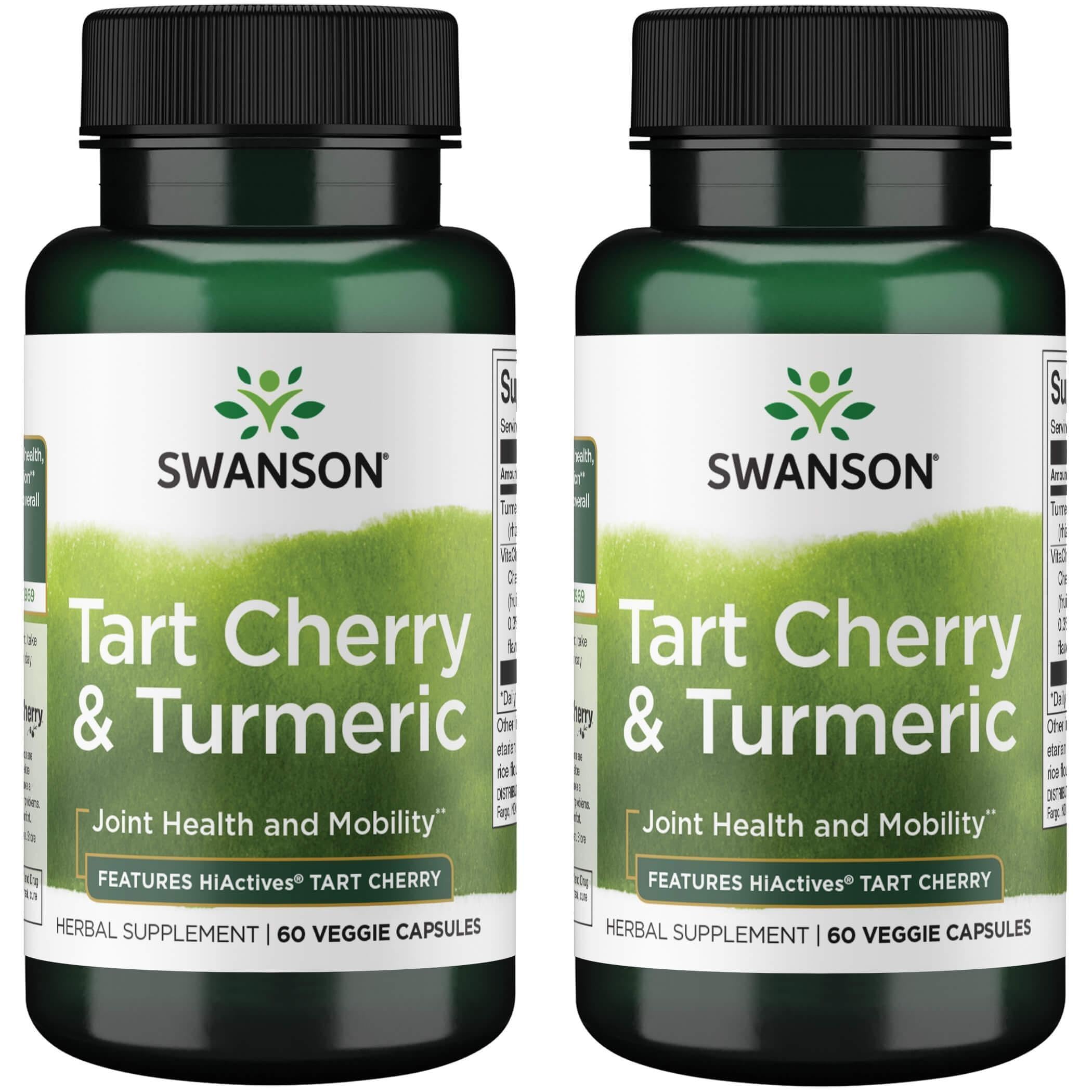 Swanson HIACTIVES Tart Cherry & Turmeric capsules for joint support and antioxidant wellness.