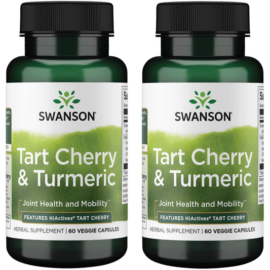 Swanson HIACTIVES Tart Cherry & Turmeric capsules for joint support and antioxidant wellness.