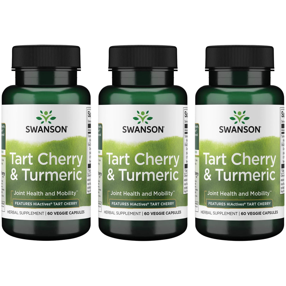 Swanson Hiactives Tart Cherry and Turmeric bottle with capsules for joint and antioxidant support