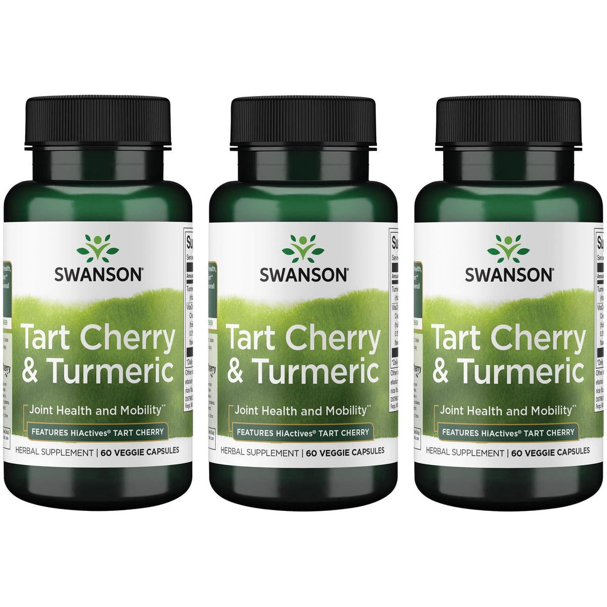 Swanson Hiactives Tart Cherry and Turmeric bottle with capsules for joint and antioxidant support